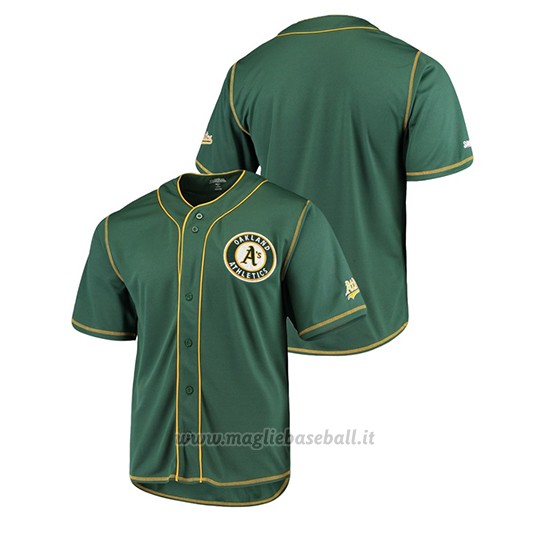 Maglia Baseball Uomo Oakland Athletics Button-down Stitches Team Color Verde